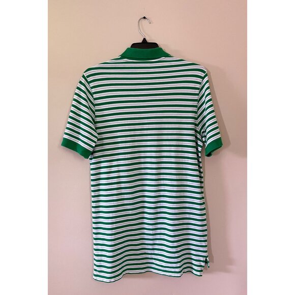Timberland Mens Large Polo Shirt Striped Green Quarter Button Regular Fit Cotton - Picture 2 of 6